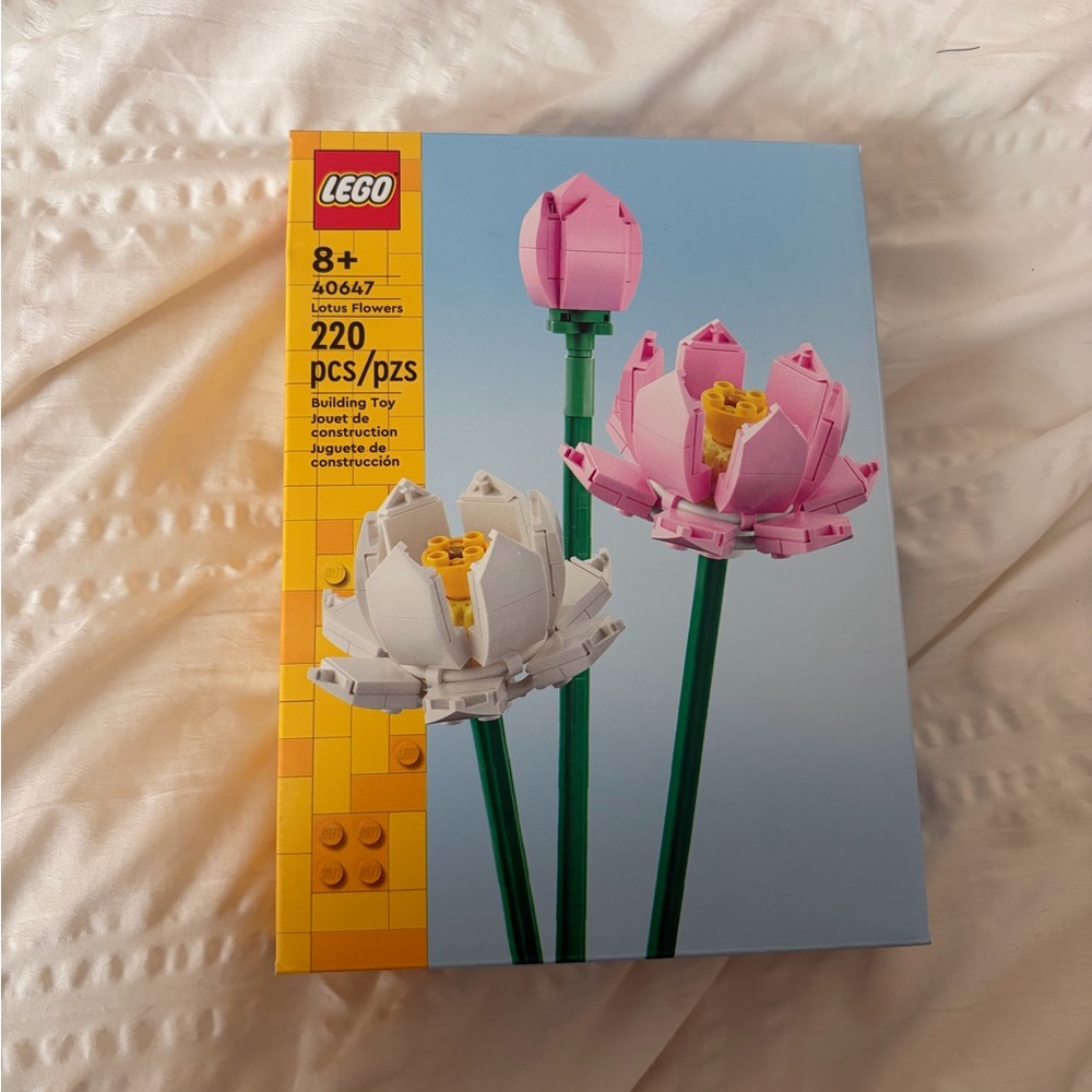 LEGO Pink & White Lotus Flowers with Green Stems